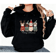 thumbnail image 1 of Black Christmas Cat Print Hoodie Graphic Sweatshirt S-2XL Holiday Tops, 1 of 4