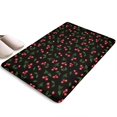 thumbnail image 1 of Black Christmas Cherry Pattern Flannel Non Slip Door Rugs,Washable Door Mats Indoor,Decorative Door Mats,Dirt-Resistant and Absorbent Doormat for Entrance,Bedroom,Kitchen,Bathroom,31.5x17in(80x43cm), 1 of 4