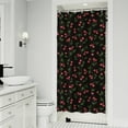 thumbnail image 1 of Black Christmas Cherry Pattern Shower Curtain 36"x72" ,Bathroom Decorative Shower Curtains Set with 12 Hooks,Modern Waterproof Washable Shower Curtain, 1 of 6