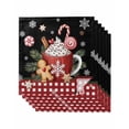 thumbnail image 1 of Black Christmas Cloth Napkins Set of 6 Reusable Dinner Napkins, Ice Cream Snowflakes Pine Needles Check Cocktail Napkin Washable Table Napkins for Wedding/Holiday Party/Baby Shower 20"x20", 1 of 7