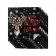 thumbnail image 1 of Black Christmas Cloth Napkins Set of 6 Reusable Dinner Napkins, Winter Elk Cardinal Berry Snowflakes Cocktail Napkin Washable Table Napkins for Wedding/Holiday Party/Baby Shower 20"x20", 1 of 7