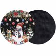 thumbnail image 1 of Black Christmas Coasters Set of 2, Absorbent Coasters for Drinks, Snowman Poinsettia Cat Snowy Pine Branch Coaster for Desk Coffee Table Protection, Home Decor House Warming Gifts 4", 1 of 8