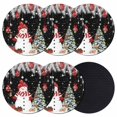 thumbnail image 1 of Black Christmas Coasters Set of 6, Absorbent Coasters for Drinks, Snowman Xmas Balls Pine Needle Tree Coaster for Desk Coffee Table Protection, Home Decor House Warming Gifts 4", 1 of 8