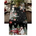thumbnail image 1 of Black Christmas Cotton Linen Table Runner for Dining Kitchen, Snowman Xmas Truck Balls Tree Wedding Outdoor Party Tablerunners Decoration, Dresser Scarf Coffee Tablecloth Runners 13x48 Inches, 1 of 9