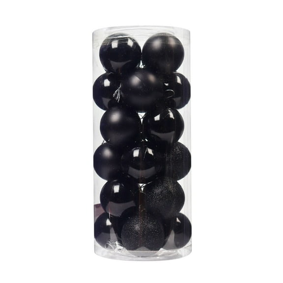 Black Christmas Decorative Balls 24 Pieces 3Cm Plastic Shatterproof Ornaments For Tree Hanging Decor Holiday Party Home Decorations 1.18 Inch Diameter 0.13 Pounds