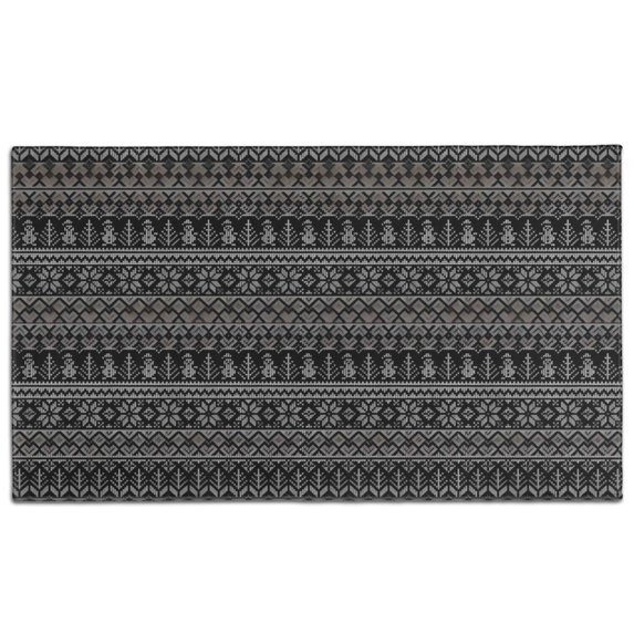 Black Christmas Folk Pattern Door Rugs,Washable Non Slip Door Mats Indoor,Decorative Door Mats,Entry Mat Indoor for Entrance,Bedroom,Kitchen,Bathroom,17"x30"