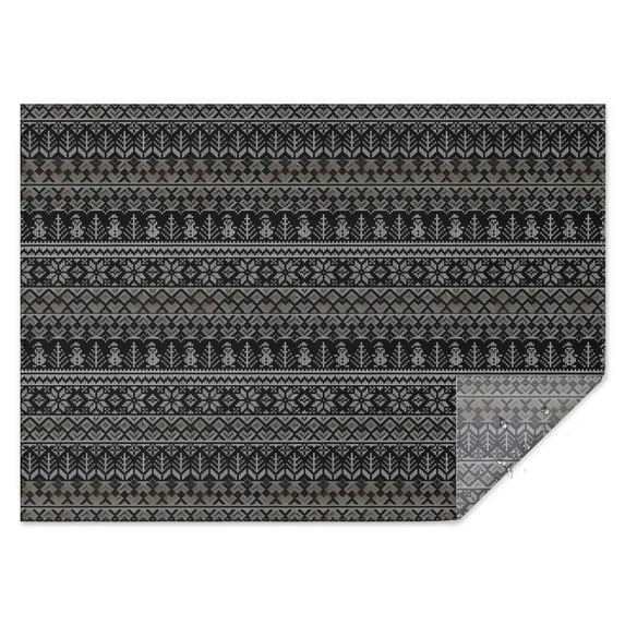 Black Christmas Folk Pattern Rectangle Tablecloth 60"x84",Waterproof Polyester Rectangle Table Cloth, Wipeable Spillproof Polyester Tablecloth for Dining, Camping, Indoor and Outdoor