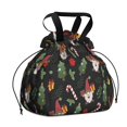 thumbnail image 1 of Black Christmas Gnome and Gift Pattern Drawstring Lunch Bag Women - Drawstring Lunch Bag Insulated for Work Office - Stain-Resistant Large Lunchbags for Women with Multi-Pockets, 1 of 6