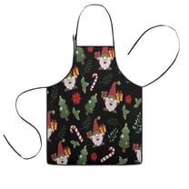 Black Christmas Gnome and Gift Pattern Kids Aprons for Girls and Boys,Adjustable Neck Strap Toddler Aprons for Kids Cooking Baking