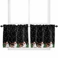 Black Christmas Kitchen Curtain 2 Panels Tiers Curtains 36 Inch Length