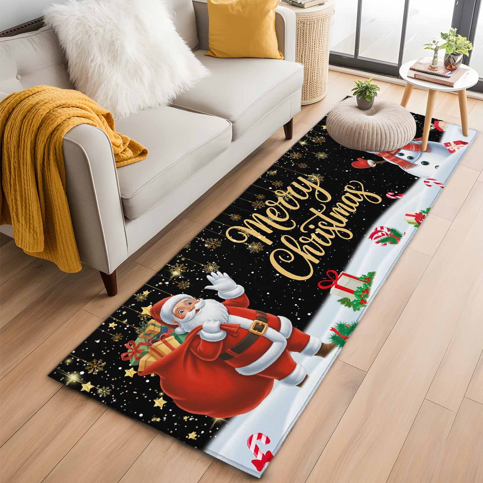 Black Christmas Kitchen Runner Rug 2x6 Washable Runners for Hallway Non ...