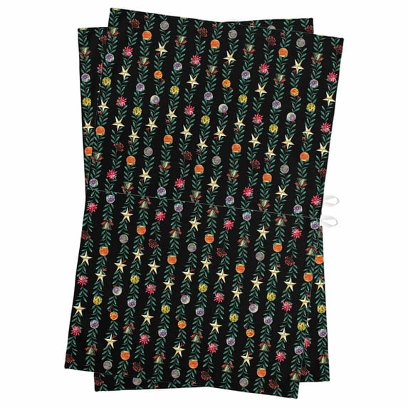 Black Christmas Kitchen Towels Set of 2, Water Absorbent Dish Towel, Green Botanical Xmas Balls Star Decorative Hand Towels - Quick Drying Cloth for Cooking Baking, 18x28 Inch