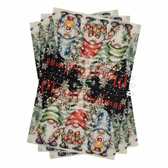Black Christmas Kitchen Towels Set of 3, Water Absorbent Dish Towel, Rustic Winter Gnomes Snowflake Xmas Tree Decorative Hand Towels - Quick Drying Cloth for Cooking Baking, 18x28 Inch
