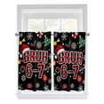 thumbnail image 1 of Black Christmas Living Room Curtains 2 Panel, Xmas Snowflakes Trees Wreaths Bells Cartoon Cafe Window Treatment, Farmhouse Bedroom Bathroom Kitchen Curtains Drapes 104"x54", 1 of 6