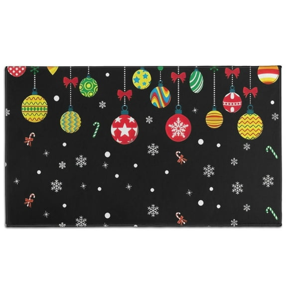 Black Christmas Ornament Pattern Door Rugs,Washable Non Slip Door Mats Indoor,Decorative Door Mats,Entry Mat Indoor for Entrance,Bedroom,Kitchen,Bathroom,17"x30"
