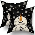 thumbnail image 1 of Black Christmas Pillow Covers 20x20 Inch Set of 2, Xmas Snowman Snowflakes Snow Winter Themed Decorative Throw Pillow Cases Cushion Covers Holiday Decoration Gift Farmhouse Sofa Couch Bed Decor, 1 of 6