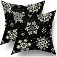 thumbnail image 1 of Black Christmas Pillow Covers 20x20 Set of 2 Xmas Snowflakes Snow Holiday Decoration Print Decorative Outdoor Pillowcases Seasonal Winter Gift Farmhouse Throw Cushion Case Decor for Couch Sofa Bed, 1 of 1