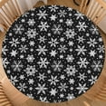 thumbnail image 1 of Black Christmas Round Fitted Tablecloth with Elastic for 44-48 Inch Tables White Winter Snowflake Print Xmas Holiday Fitted Table Cover Waterproof Farmhouse Indoor Outdoor Patio Picnic Party, 1 of 4