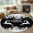 thumbnail image 1 of Black Christmas Round Rug 5ft Washable Circle Kitchen Rugs Non Slip Elk Xmas Snowflake Winter Deer Large Area Rug Indoor Floor Carpet for Bedroom Living Room Home Office Dining Room Nursery, 1 of 8