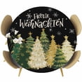 thumbnail image 1 of Black Christmas Round Tablecloth, Fitted Table Cover with Elastic for 36"-44" Round Tables, Xmas Tree Snowflake Farmhouse Table Cloth Outdoor Indoor Dinning Party Waterproof Tablecloths, 1 of 7