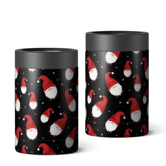 Black Christmas Santa Pattern Can Cooler 1 Pack, Vacuum Insulated ...