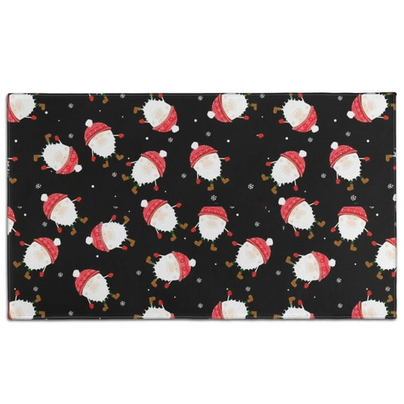 Black Christmas Santa Pattern Door Rugs,Washable Non Slip Door Mats Indoor,Decorative Door Mats,Entry Mat Indoor for Entrance,Bedroom,Kitchen,Bathroom,17"x30"