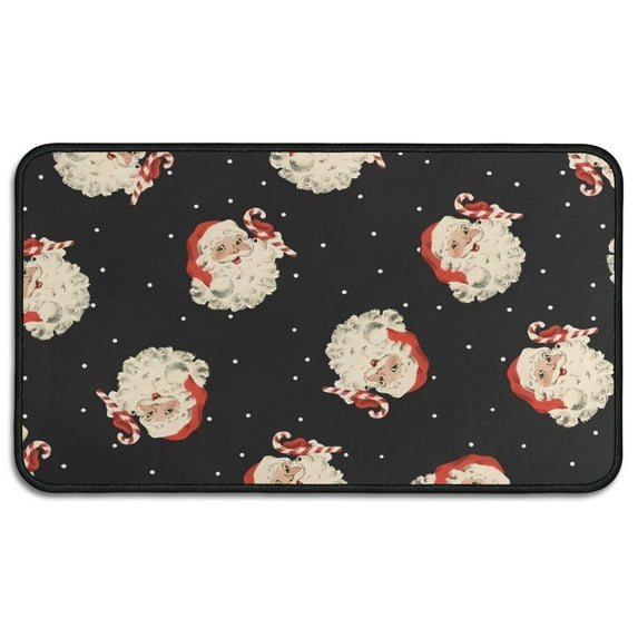 Black Christmas Santa Pattern Door Rugs,Washable Non Slip Door Mats Indoor,Decorative Door Mats,Entry Mat Indoor for Entrance,Bedroom,Kitchen,Bathroom,30"x17"