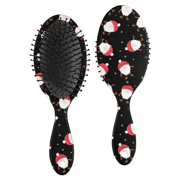 Black Christmas Santa Pattern Hair Brush,Girls Detangling Hair Brush,Glide Through Tangles with Ease for Wet & Dry Hair,8.8"X2.8"