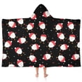thumbnail image 1 of Black Christmas Santa Pattern Hooded Bath Towel，50"x30" for Ages 3 To 12 Kids, Quick Dry Lightweight Soft Microfiber Hood Beach Towel Cover Up for Kids, 1 of 7