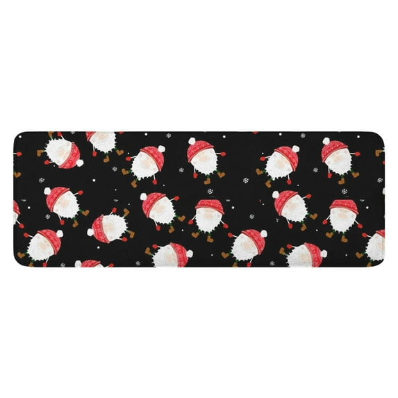Black Christmas Santa Pattern Kitchen Rug Mat,Kitchen Runner Rugs Non Skid Washable,Decorative Kitchen Floor Mats for Kitchen,Sink,Laundry,17"x47.2"