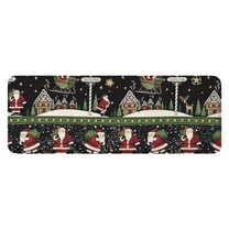 Black Christmas Santa Pattern Kitchen Rug Mat,Kitchen Runner Rugs Non Skid Washable,Decorative Kitchen Floor Mats for Kitchen,Sink,Laundry,17"x47.2"
