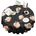 thumbnail image 1 of Black Christmas Santa Pattern Round Tablecloth 60"x60",Wrinkle Wipeable Table Cloth for Kitchen Dining Room Picnic Patio Party, 1 of 6