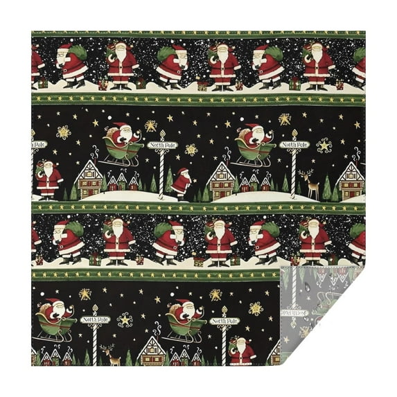 Black Christmas Santa Pattern Square Tablecloth,Waterproof Square Table Cover,Wipeable Spillproof Washable Table Cover for Home Kitchen Party Decor 42"X42"(107x107cm)