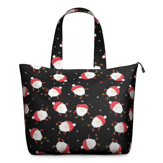 Black Christmas Santa Pattern Travel Tote Bags for Women Carry On,Large Weekender Bags for Women Travel,Multi Functional Duffle Bag for Work,Shopping,Sports