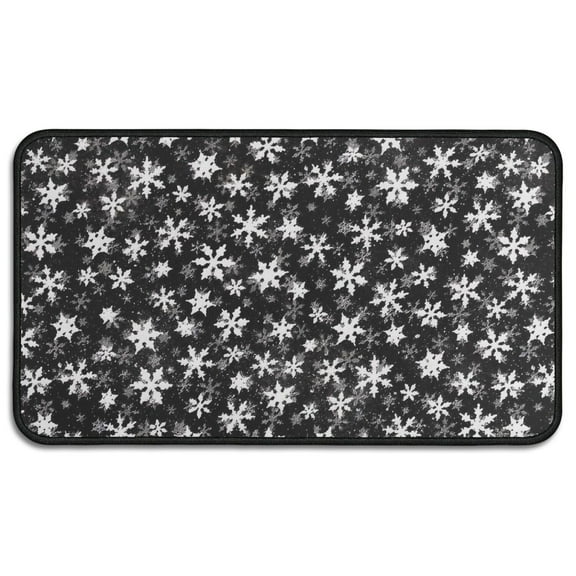 Black Christmas Snowflake Pattern Door Rugs,Washable Non Slip Door Mats Indoor,Decorative Door Mats,Entry Mat Indoor for Entrance,Bedroom,Kitchen,Bathroom,30"x17"