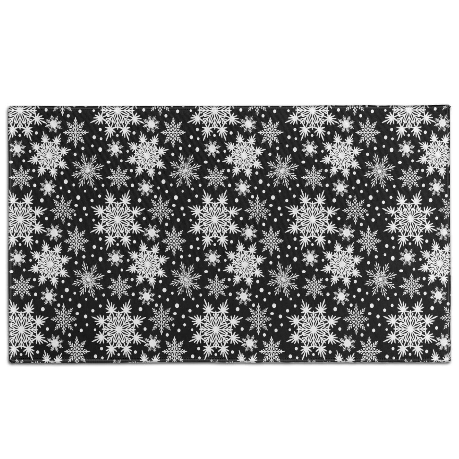 Black Christmas Snowflake Pattern Door Rugs,Washable Non Slip Door Mats ...