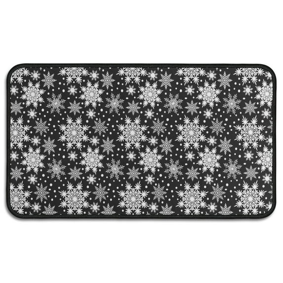 Black Christmas Snowflake Pattern Door Rugs,Washable Non Slip Door Mats Indoor,Decorative Door Mats,Entry Mat Indoor for Entrance,Bedroom,Kitchen,Bathroom,30"x17"