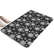 Black Christmas Snowflake Pattern Flannel Non Slip Door Rugs,Washable Door Mats Indoor,Decorative Door Mats,Dirt-Resistant and Absorbent Doormat for Entrance,Bedroom,Kitchen,Bathroom,23.5"x16"