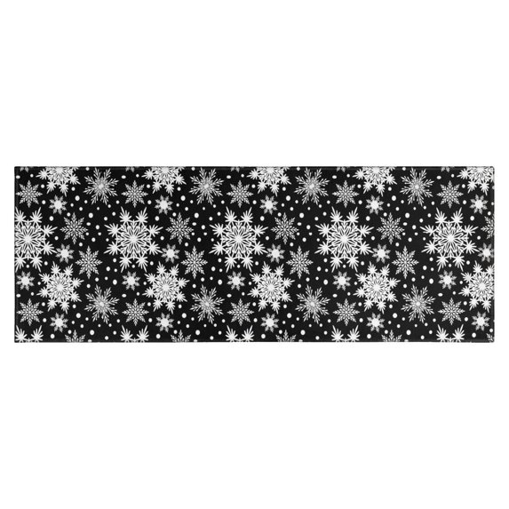 Black Christmas Snowflake Pattern Kitchen Rug Mat,Kitchen Runner Rugs Non Skid Washable,Decorative Kitchen Floor Mats for Kitchen,Sink,Laundry,17"X47"