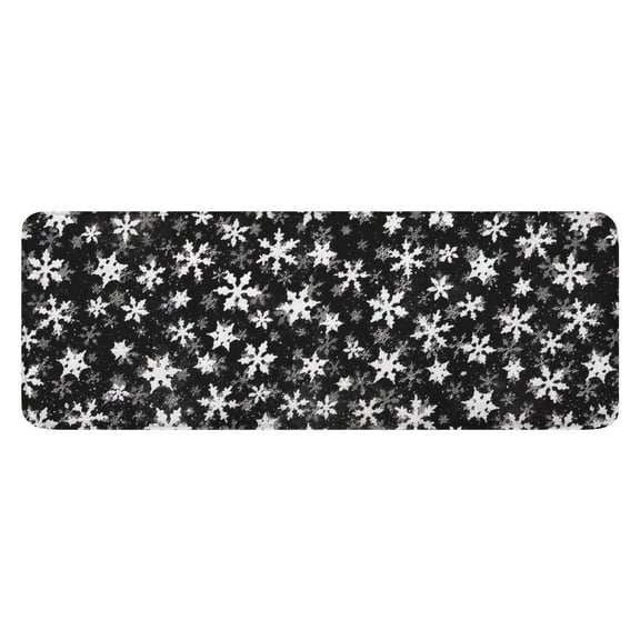 Black Christmas Snowflake Pattern Kitchen Rug Mat,Kitchen Runner Rugs Non Skid Washable,Decorative Kitchen Floor Mats for Kitchen,Sink,Laundry,17"x47.2"