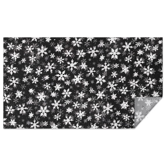 Black Christmas Snowflake Pattern Rectangle Tablecloth 60"x102",Waterproof Polyester Rectangle Table Cloth, Wipeable Spillproof Polyester Tablecloth for Dining, Camping, Indoor and Outdoor