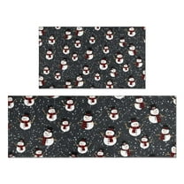 Black Christmas Snowman Pattern Kitchen Rugs Sets Of 2,Anti Fatigue Kitchen Mat Rugs Non Slip Washable,Decorative Kitchen Floor Mats for Kitchen,Sink,Laundry,17"x30" 17"x47"