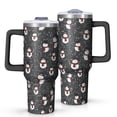 thumbnail image 1 of Black Christmas Snowman Pattern Tumbler with Handle and Lid,40oz Double Wall Vacuum Insulated Tumbler,Cups Gift for Women and Men, 1 of 7
