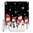 thumbnail image 1 of Black Christmas Snowman Shower Curtains for Bathroom Waterproof Fabric Bath Curtains Decor Bath Tub Curtain Snowflake Winter Decorative Shower Curtain Sets with 12 Hooks, 72x72 Inch, 1 of 6