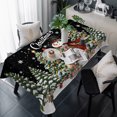thumbnail image 1 of Black Christmas Snowman Table Cloth Waterproof Tablecloths, Xmas Tree Snowflake Botanical Tablecloth Dining Table Cover for Kitchen Party Tabletop Outdoor, Rectangle Tablecloth 54x108 Inch, 1 of 9