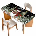 thumbnail image 1 of Black Christmas Snowman Table Cloths for 4 Foot Rectangle Tables, Xmas Tree Snowflake Botanical Patio Waterproof Elastic Fitted Tablecloths, Washable Rectangular Table Cover for Camping, 1 of 8