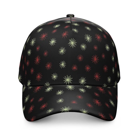 Black Christmas Star Pattern Baseball Cap, Sports Sun Cap with Snap Closure & Sweatband, Lightweight Shape Retaining Gifts for Sports Outdoor Travel