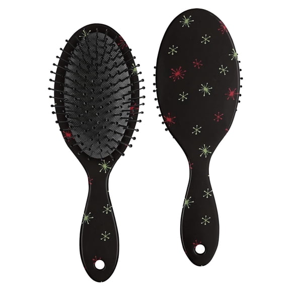 Black Christmas Star Pattern Hair Brush,Girls Detangling Hair Brush,Glide Through Tangles with Ease for Wet & Dry Hair,8.8"X2.8"