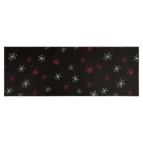 Black Christmas Star Pattern Kitchen Rug Mat,Kitchen Runner Rugs Non Skid Washable,Decorative Kitchen Floor Mats for Kitchen,Sink,Laundry,17"X47"