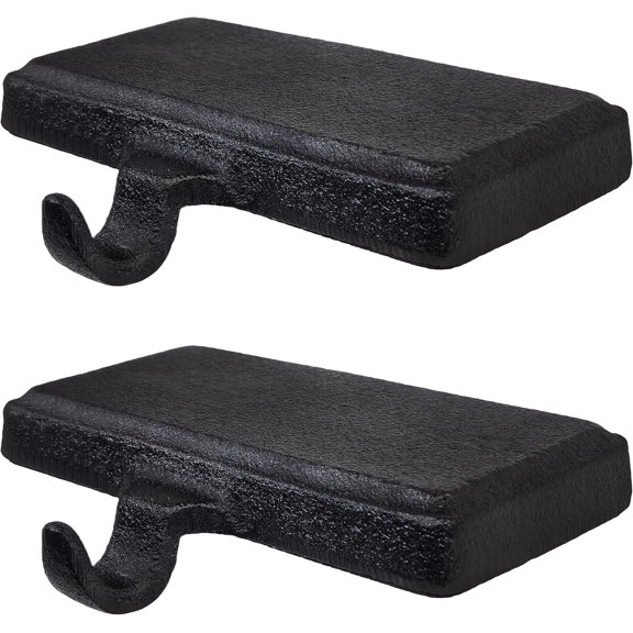 Black Christmas Stocking Holders for Mantle Set of 2 - Heavy Cast Iron Weighted Strong & Sturdy Low Profile Flat Base Stocking Hooks, Simple Design for Mantle Decor Weighs 2 lbs 10 oz Each